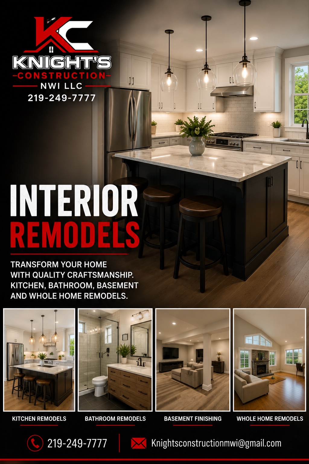 Interior remodeling kitchen and living spaces